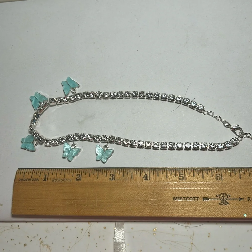 Butterflies & Rhinestone Necklace
